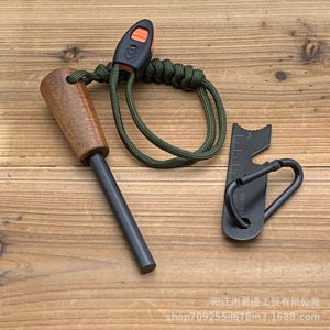 Allume-feu en magnésium avec manche en bois, outil de survie en plein air, camping, étanche, coupe-vent, en alliage solide - Product Image 3