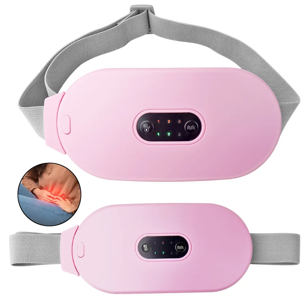 USB recargable mujeres alivio del dolor con pilas calambre período menstrual cinturón almohadilla térmica período dolor con masajeador