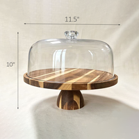 Support à gâteau en bois d'acacia écologique fait main avec couvercle - support à gâteau multifonctionnel, ensemble de présentation pour table de desserts, plateau de service alimentaire
