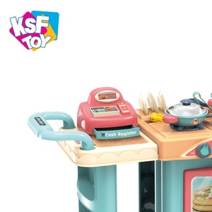 <span class=keywords><strong>Amazon</strong></span> top seller 2020 drôle semblant jouer magasin de restauration rapide de chariot de cuisine jouet avec caisse enregistreuse - Product Image 3