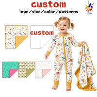 Couverture de lit bébé en bambou imprimée avec dos contrastant, options de logo, taille, couleur et motif personnalisables pour la literie de bébé