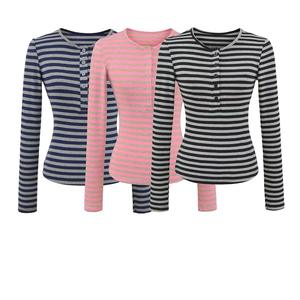 เสื้อผู้หญิงสไตล์อเมริกันย้อนยุค ลายบล็อกสี แขนยาว คอเฮนรี่ ทรงเข้ารูป ผ้าผสมโพลีเอสเตอร์/คอตตอน  ฤดูใบไม้ร่วง 2025 ดีไซน์หรูหรา - Product Image 1