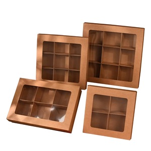 Scatola Regalo per Pasticceria IMEE Marrone Rosso 10'' 12'' Scatola Quadrata con Coperchio 4 6 9 Scomparti Scatola per <span class=keywords><strong>Dolci</strong></span> e Sacchetto per Capodanno - Product Image 3