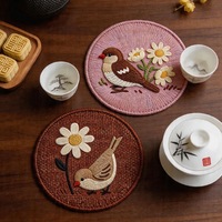 Sous-verres ronds en caoutchouc antidérapants, écologiques, résistants à la chaleur, décoratifs pour la maison et la cuisine (vente en gros)