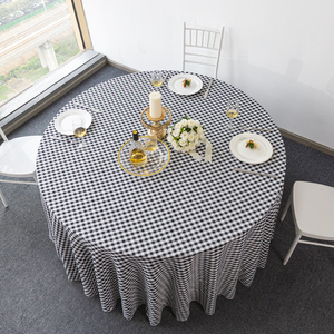 Custom 120 Inch <strong>Round</strong> Polyester Tablecloth Custom Logo Woven Restaurant Tablecloths With Plaid Design - Product Image 2