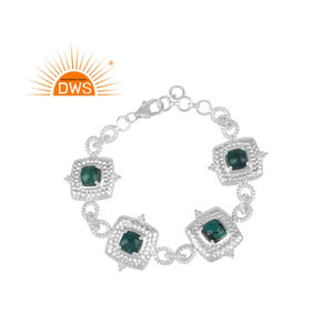 Pulsera de piedras preciosas tibetanas turquesas, pulsera de plata 925 de diseño martillado indio para niñas, fabricante de joyería - Product Image 1