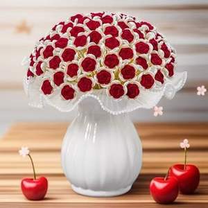 Ramo de 99 rosas de hilo de perlas tejidas a mano, paquete de materiales para manualidades, rosas de hilo de perlas tejidas a mano con cuentas - Product Image 1