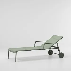 Meubles de patio extérieur <span class=keywords><strong>transat</strong></span> réglable chaise en aluminium <span class=keywords><strong>avec</strong></span> roue <span class=keywords><strong>jardin</strong></span> hôtel piscine plage chaise longue - Product Image 1