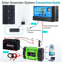 Inversor de 600W y Controlador de 30A con Paneles Solares de 20W, Estación de Energía Portátil para Acampar al Aire Libre, Kit de Generador Solar