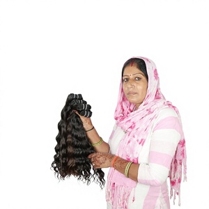 Indian Temple Wholesale Virgin Human Hair Extensions Unprocessed Raw Wavy Black Woman Bundles Straight <b>Body</b> <b>Wave</b> Styles Curl - Product Image 1