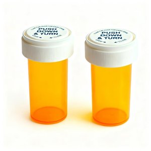 Frascos de Plástico con Tapa Reversible a Prueba de Niños, 8dr 13dr, PP Ámbar/Negro, <span class=keywords><strong>para</strong></span> Almacenamiento de Píldoras y Medicamentos con Receta - Product Image 2