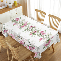 Nappe de printemps 60*84 pouces, fleurs sauvages papillon floral lavable couverture de table portable et réutilisable pour la décoration de dîner de fête
