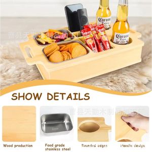 Cross-border sofa snack box, solid wood desktop divider fruit <b>rack</b>, beer remote control creative storage box - Product Image 2
