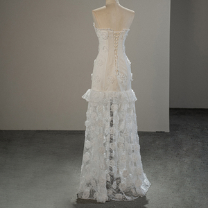 Vestidos de Novia Elegantes y Glamurosos sin Tirantes, Vestido de Noche Floral con Cola de Rosas, Vestido Largo con Corsé, Sfy185 - Product Image 4
