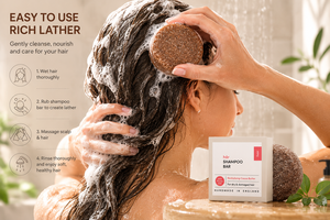 <span class=keywords><strong>Grum</strong></span> Barre de Shampooing Nourrissante 50g Sans Plastique Végan Sans Parabène Mousse Riche pour Hommes & Femmes Tous Types de Cheveux 60 Lavages - Product Image 2