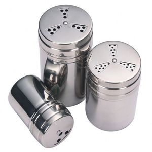 Custom Wholesales Multi Function Cooking <b>Bbq</b> Pepper Salt Jar Rotating <b>Lids</b> Design Dispenser Stainless Steel Spice Shaker - Product Image 1