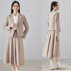 Women's Suit Set Long Skirt Elegant Anti-Wrinkle Wool Blend Formal Wear For Work Commute - Product Image 3