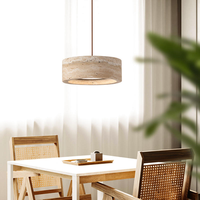 Lustre en travertin jaune Wabi Sabi Restaurant, lampe suspendue de chevet en pierre de grotte pour chambre à coucher, décoration rétro, luminaires LED suspendus