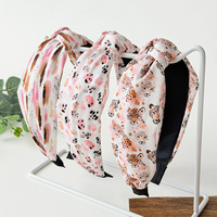 Serre-tête noué imprimé léopard rose, antidérapant, à bord large, accessoire capillaire quotidien tendance pour femmes et filles