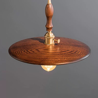 Lustre en bois massif pour restaurant japonais, comptoir de bar, style rétro, fer forgé, chambre à coucher, chevet, couleur noyer, LED, hauteur réglable