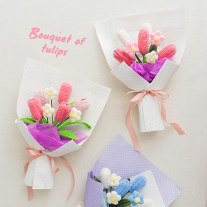 2025 <strong>Handmade</strong> <strong>Knitted</strong> Tulip Bouquet Soft Artificial Yarn <strong>Flowers</strong> for Graduation Mother's Day Christmas New Year Decor Gift for - Product Image 5