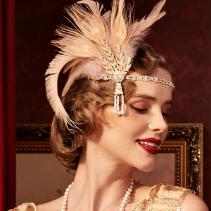 Ngọc trai sang trọng hairband tóc phụ kiện thời trang <span class=keywords><strong>retro</strong></span> fascinators chủ đề Đảng Rhinestone lông headbands - Product Image 5