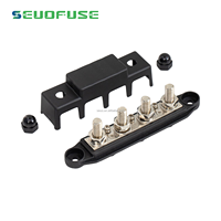 Barre de bus 250A 12V 3/8 "bloc de distribution d'énergie 4 goujons bloc de jonction automobile batterie marine bornier de barre omnibus avec couvercle