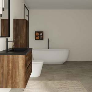 Mueble de Baño de PVC Impermeable de Lujo, Superventas, con Espejo Iluminado por LED y Lavabo Individual para Venta al por Mayor <span class=keywords><strong>TONA</strong></span> - Product Image 3