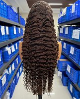 Peluca de Cabello Humano con Frontal de Encaje Completo 360 HD, Ondas Profundas, Densidad 250, Color P4/27, Sin Pegamento, Rizado Birmano