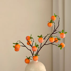 Muyu Chronicles - Arreglo de Frutas Simuladas de Caqui, Rama Individual, Florero Naranja, Adorno de Escritorio, Decoración del Hogar - Product Image 3