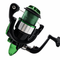 Moulinet de pêche taille 1000-7000 léger et durable, bobine ABS noir-vert, 1 roulement à billes, eau salée/eau douce, directement de l'usine