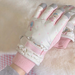 Gants de ski mignons pour femme, à doigts complets, compatibles écran tactile, chauds, doublés polaire, épaissis, avec fermeture auto-agrippante, adaptés à la conduite de véhicules électriques - Product Image 6