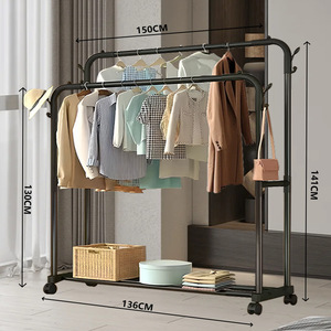 Nouveau <span class=keywords><strong>porte</strong></span>-vêtements sur pied amovible, intérieur/extérieur, antirouille, double barre, <span class=keywords><strong>porte</strong></span>-<span class=keywords><strong>manteau</strong></span>, organisateur de vêtements durable - Product Image 4