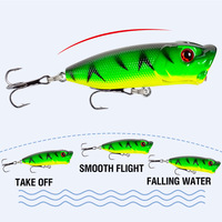 Leurre de pêche artificiel Popper 6,5 cm 11,8 g, effet de glisse réaliste, leurre dur flottant pour la pêche en surface, simulation de vague, appât flottant