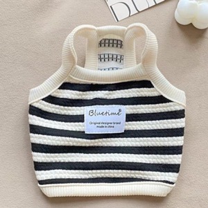Bluetime <b>Dog</b> Vest Summer Breathable Sleeveless Pet <b>Clothes</b> for Small <b>Dogs</b> Pomeranian Teddy Striped <b>Design</b> - Product Image 2