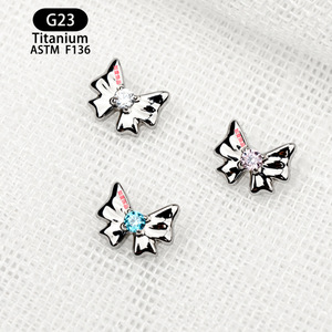 Boucles d'oreilles en titane G23 avec incrustation de zircon pour clous d'oreilles et bijoux de piercing des lèvres ASTM F136 - Product Image 1