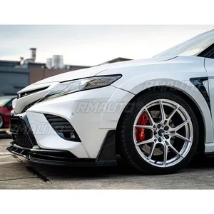 ลิ้นกันชนหน้ารถยนต์สำหรับ Toyota Camry SE XSE ปี 2018-2023 สปลิตเตอร์ สปอยเลอร์ ดิฟฟิวเซอร์ สีดำเงา สไตล์คาร์บอนไฟเบอร์ 5 ชิ้น ปี 2022 2021 - Product Image 4