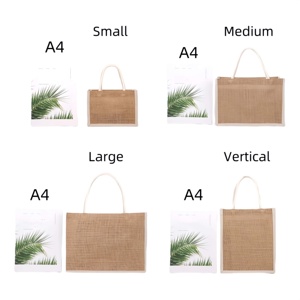 Sacs fourre-tout en jute grande capacité en gros, sacs de marketing personnalisés en jute avec logo - Product Image 3
