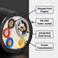 Kabel Hibrida Kustom Kombinasi Daya + Sinyal, Kabel Tembaga Berlapis PVC, Satu Kabel untuk Otomatisasi Robot AGV, Produsen OEM, Bersertifikasi CE