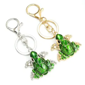 Bag Accessories Fashion Custom Alloy 3D Enamel Cute Frog Cartoon Jewelry Metal Keychain Souvenir