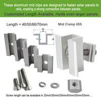 Supports de montage solaire réglables en alliage d'aluminium, résistants à la corrosion, avec colliers de serrage intermédiaires pour panneaux photovoltaïques, pour systèmes de montage au sol ou sur toiture