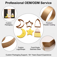 Cortador de Galletas Personalizado, Fabricante OEM, Molde para Prensar Galletas, Venta al por Mayor en China, Sello para Galletas de Helado con Forma de Luna y Estrella, Proveedor Dorado