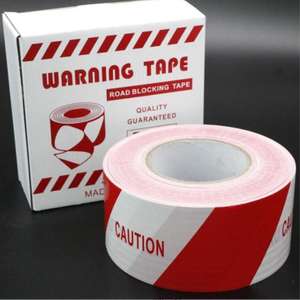 شريط حجب الطريق باللون الأبيض والأحمر مطبوع عليه حاجز حركة مرور غير لاصق من البولي إيثيلين شريط أسود أصفر - Product Image 1