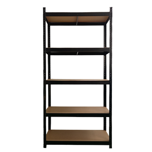 رفوف تخزين معدنية قابلة للتعديل بخمس طبقات للمستودعات متوسطة الحجم وحدة رفوف قائمة منظمة للمخزن والخزانة باللون الأسود - Product Image 1