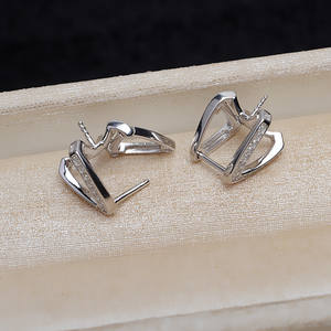 Accessoires de fabrication de bijoux en argent S925, boucles d'oreilles de style simple européen et américain, version coréenne pour femmes, 8-9 perles, porte-perles creux - Product Image 4