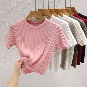 Suéter de Cuello Redondo para Mujer, Primavera-Verano, Nuevo Estilo Casual, Camiseta con Diseño de Alta Gama, Top de Punto Interior, Estilo Pure Desire - Product Image 3