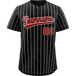 Camiseta de Béisbol Personalizada con Rayas, Cierre de Botones, Nombre del Equipo Bordado, 00, Absorbe la Humedad, Unisex, Corte Regular - Product Image 1
