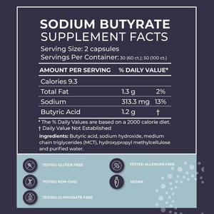 Cápsulas de Butirato de Sodio, Suplemento para la Salud Gastrointestinal, Mejora el Equilibrio Microbiano Intestinal y la Salud Digestiva - Product Image 4