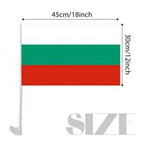 Drapeau de fenêtre en polyester sur mesure 12 x 18, logo de voiture promotionnel de Bulgarie avec tige en plastique pour l'assurance