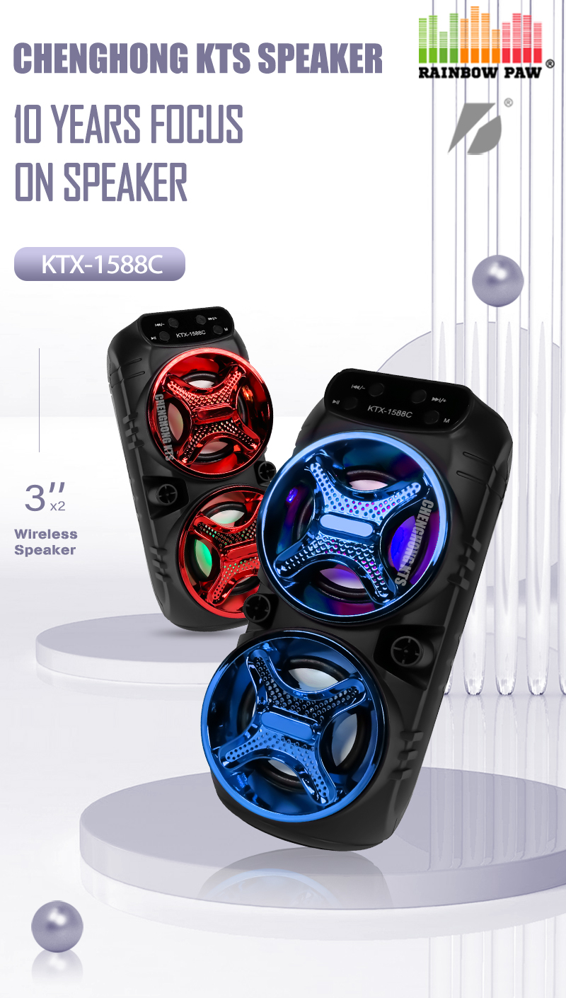 KTX-1588C Dual 3 Inch Amplifier Portable Speaker for Outdoor